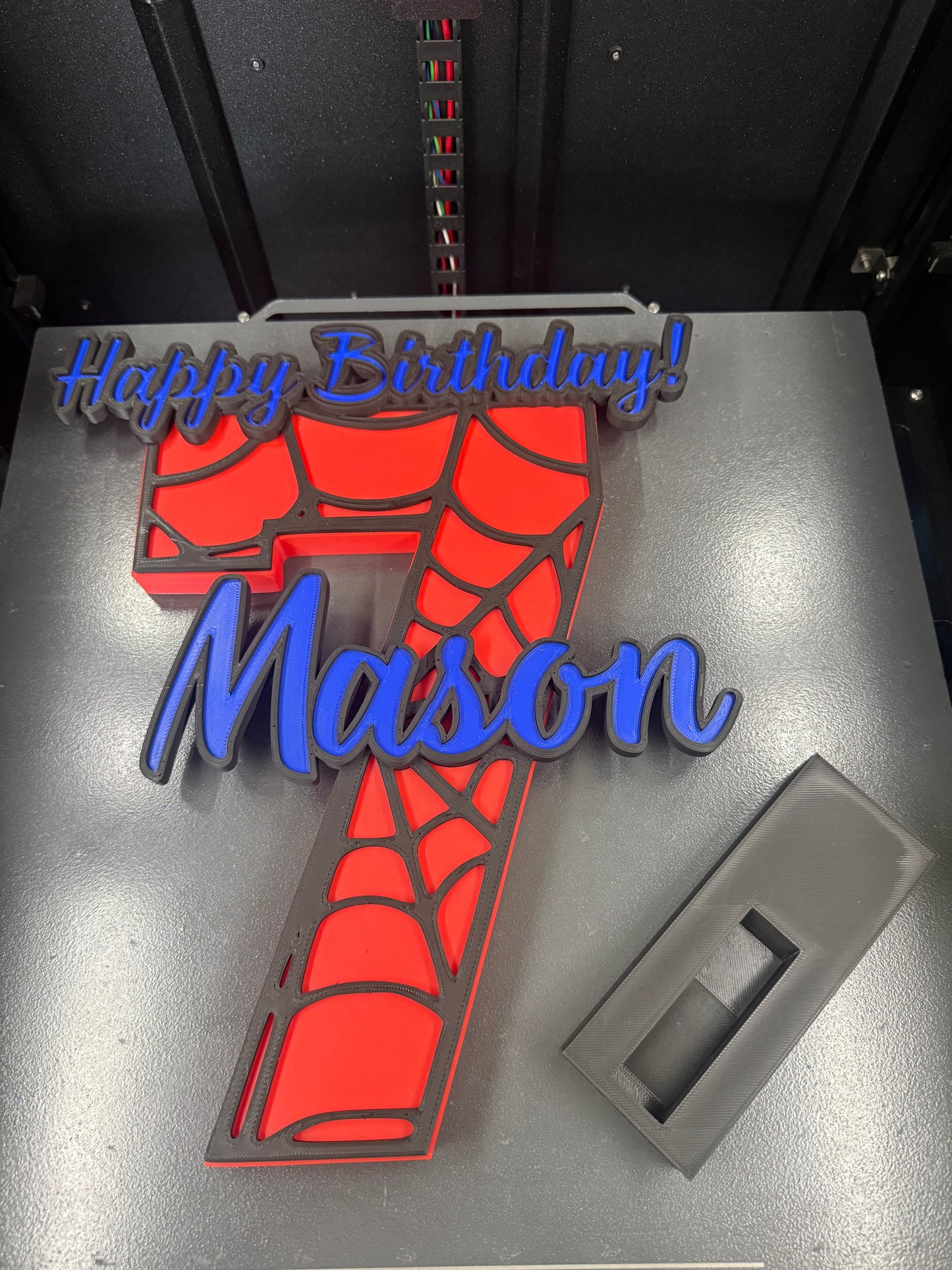 3d Printed SM Spider Web Inspired Birthday Cake Table Name Age Plate Display I Personalized His Gift I Super Hero I Wall Decor Playroom Kids