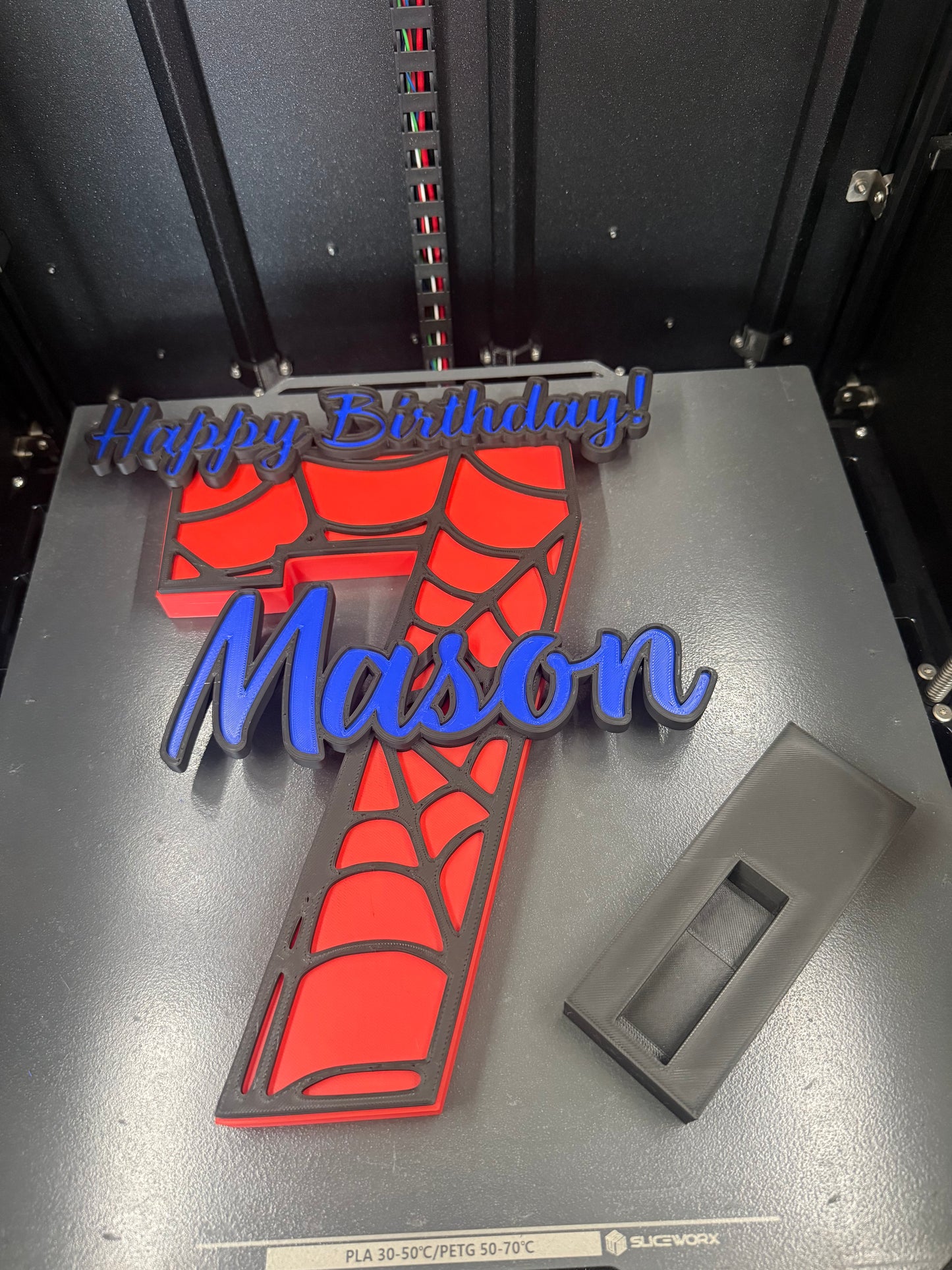 3d Printed SM Spider Web Inspired Birthday Cake Table Name Age Plate Display I Personalized His Gift I Super Hero I Wall Decor Playroom Kids