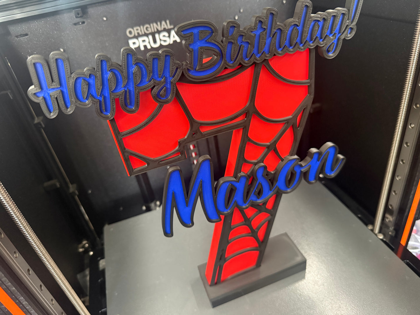 3d Printed SM Spider Web Inspired Birthday Cake Table Name Age Plate Display I Personalized His Gift I Super Hero I Wall Decor Playroom Kids