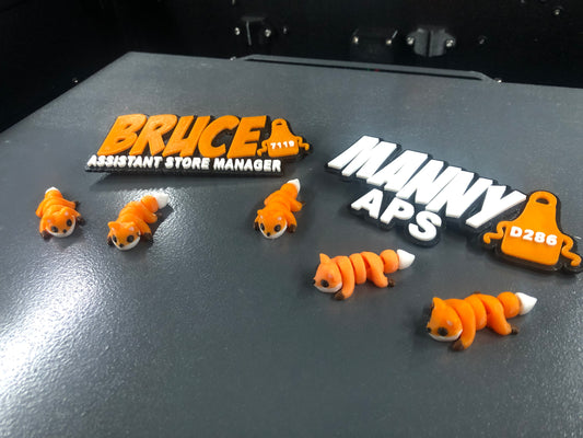 3d Printed THD Personalized Name Tags with Apron, 3D Printed Keychains, Kid's Name Tags, Sport Keyrings, Charms