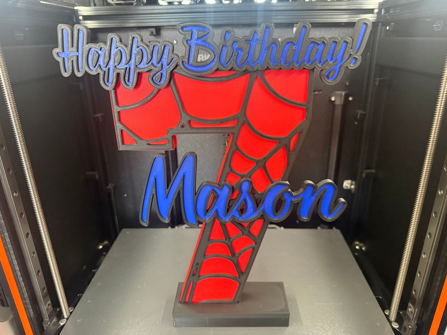 3d Printed SM Spider Web Inspired Birthday Cake Table Name Age Plate Display I Personalized His Gift I Super Hero I Wall Decor Playroom Kids