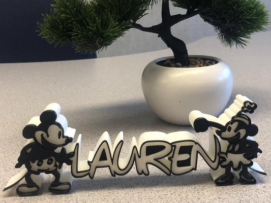3d Printed SM Steamboat Mouse Inspired Name Plates I Personalized Desk Sign I Birthday I Office Teacher Gift I Retro I Throwback I Nostalgia